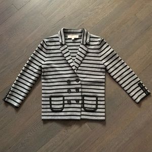 New Ann Taylor Loft Black Striped Sweater Blazer